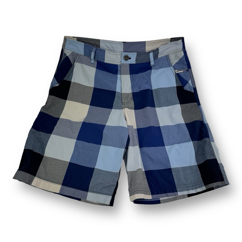 Lululemon Men's Casual Blue Plaid Cotton Stretch Shorts Size 36x10.5